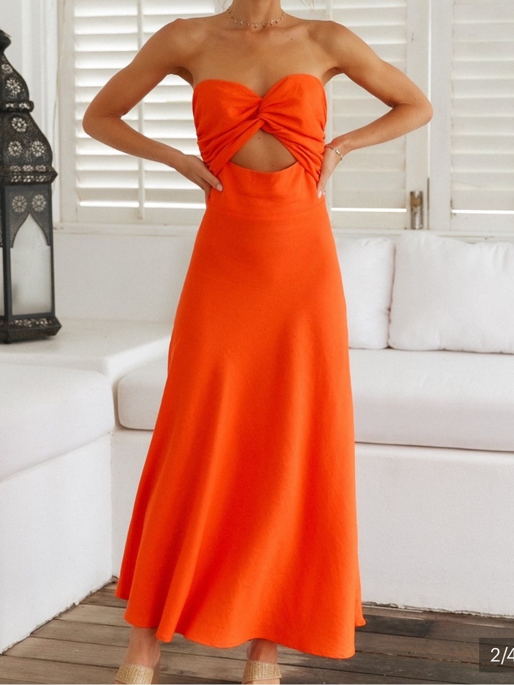 🔥 Fortunate One Glowing And Going Cutout Maxi Dress Orange L EUC 🔥